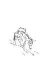 Mule is carrying load on his back, Vector sketch, Hand drawn linear illustration