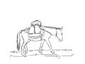 Mule is carrying load on his back, Vector sketch, Hand drawn illustration