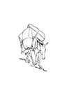 Mule is carrying load on his back, Vector sketch, Hand drawn linear illustration