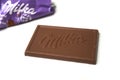 Mini chocolate bar by milka compagny on white background