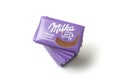 Mini chocolate bar pile by milka compagny on white background