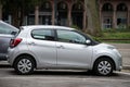 Profile view of new grey Citroen C1 parked in the street