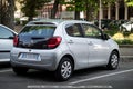 Rear view of grey Citroen C1 parked in the street