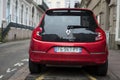 rear view of red new renault twingo parked in the street Royalty Free Stock Photo