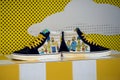 Summer sneakers printed with the famous character of the simpsons series Royalty Free Stock Photo