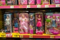 Barbie dolls collection by mattel in a toys store supermarket Royalty Free Stock Photo