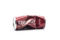 crushed can of energy drink by Coca-cola company on white background Royalty Free Stock Photo