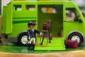 Playmobil figurines scenery with truck and horse in a toys store