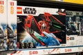 Star wars spacecraft. by lego in a toys store supermarket Royalty Free Stock Photo