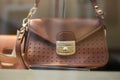 Longchamp leather handbag in a luxury fashion store showroom Royalty Free Stock Photo