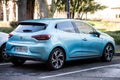 Rear view of new Renault Clio RS line parked in the street