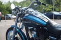 Blue and black  tank on Harley Davidson motorbike parked in the street Royalty Free Stock Photo
