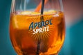 Glass of aperol Spritz at the bar terrace