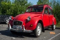 Front view of red citroen 2CV parked in the street Royalty Free Stock Photo