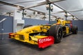 front view of yellow renault formula one car parked in automobile museum Royalty Free Stock Photo