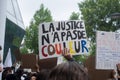 Portrait of people protesting in the street against the racism for the Black lives matter movement