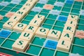 Words forming with Scrabble game letters - corona virus theme