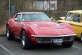 Front view of red chevrolet corvette 1975 parked in the street Royalty Free Stock Photo