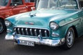 Front view of blue vintage Chevrolet convertible parked in the street Royalty Free Stock Photo