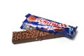Crunch chocolate bar with puffed rice by nestle company on white background