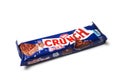 Crunch chocolate bar with puffed rice by nestle company on white background