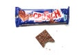 Crunch chocolate bar with puffed rice by nestle company on white background