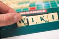 Plastic letters forming the word Wiki on the famous game board