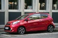 Front view of red KIA Picanto sport parked in the street Royalty Free Stock Photo