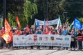 People from public service protesting against the lower wages and new reforms from the government Royalty Free Stock Photo