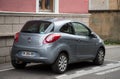 Rear view of grey Ford KA parked in the street