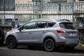 Rear view of grey Ford Kuga suv car parked in the street