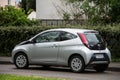 rear view of grey Toyota Aygo parked in the street