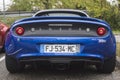 Rear view of Blue lotus Elise parked in the street