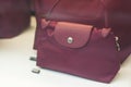 Longchamp leather handbag in a luxury fashion store showroom Royalty Free Stock Photo