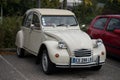 Front view of beige Citroen 2CV parked in the street Royalty Free Stock Photo