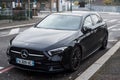 Front View of Black Mercedes class A parked in the street