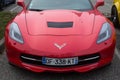 Front view of red chevrolet corvette parked in the street Royalty Free Stock Photo