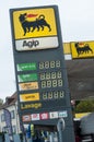 Fuel billboard in Agip gas Station, Agip was created in 1926 in Italy
