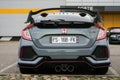 Rear view of grey Honda civic type R parked in the street