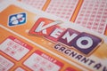 Closeup of french grids of Keno lotto from the society la francaise des jeux