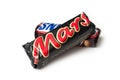 Mars and snickers Chocolate bar on white background