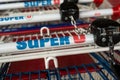 Super U trolleys alignment the famous chain of french supermarket