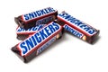 Snikers chocolate bar on white background