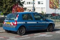 Blue French gendarmerie car parked in the street