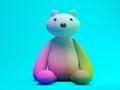 Mulicolor toy bear on blue background 3 D illustration Royalty Free Stock Photo