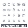 Multimedia Linear Icons For Web And Mobile Apps Royalty Free Stock Photo