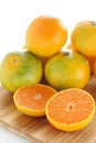 Japanese fruit, halved mikan mandarin orange