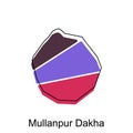 Mullanpur Dakha City of India Country map vector illustration design template, vector with outline graphic sketch style on white Royalty Free Stock Photo