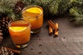 Mulled Wassail Cider with cinnamon sticks with fruit and ginger Royalty Free Stock Photo