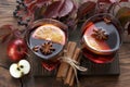 Mulled wine with citrus fruits and spices